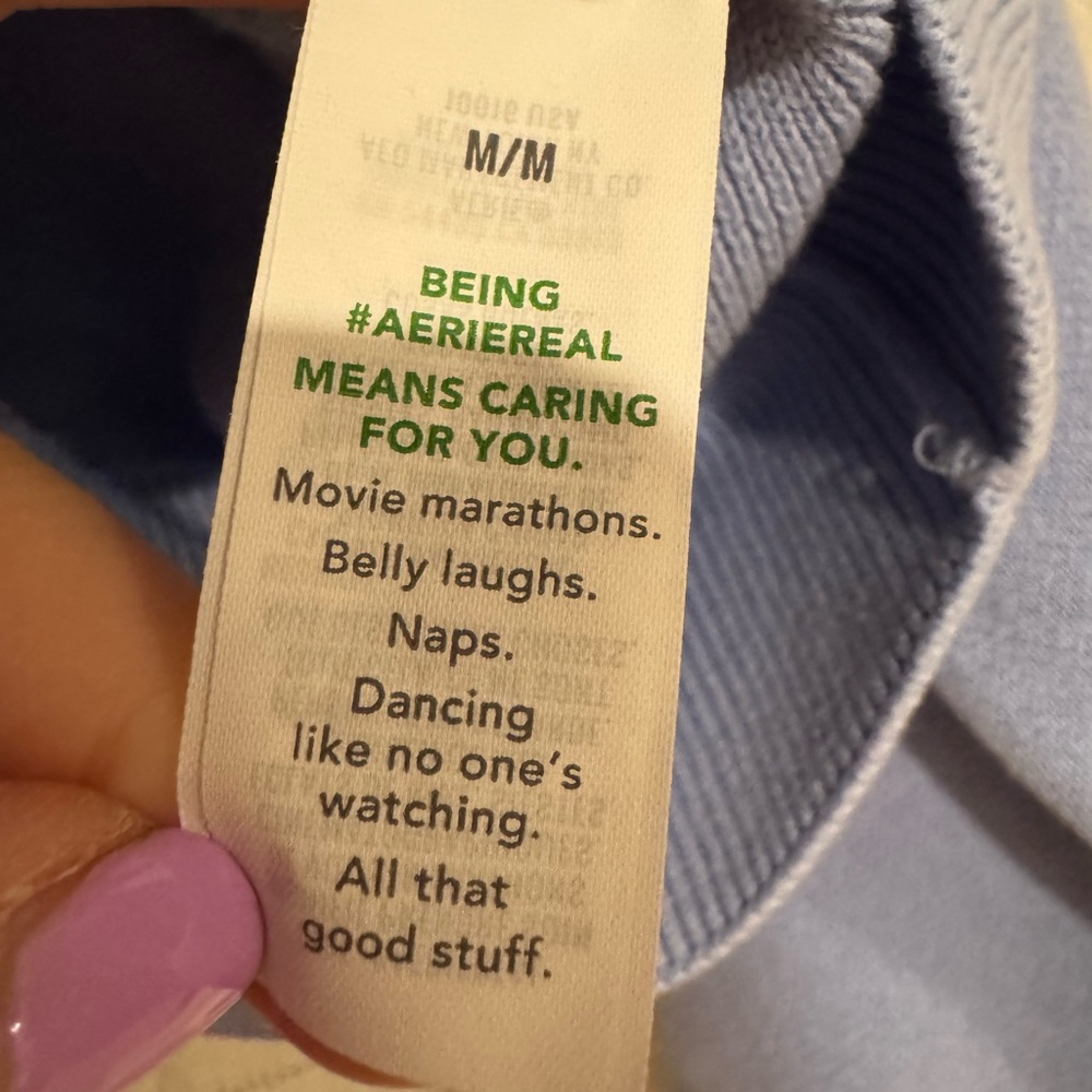 Aerie Soft Blue Cropped Crew Neck Sweater Size Medium - Picture 4 of 5